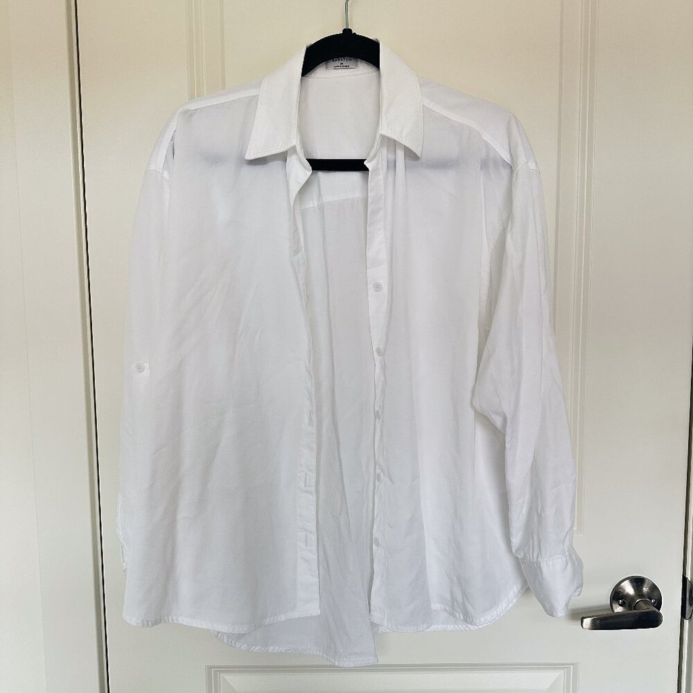 Aritzia Babaton Archive Shirt | Oversized drapey twill button-up shirt | Size:XS